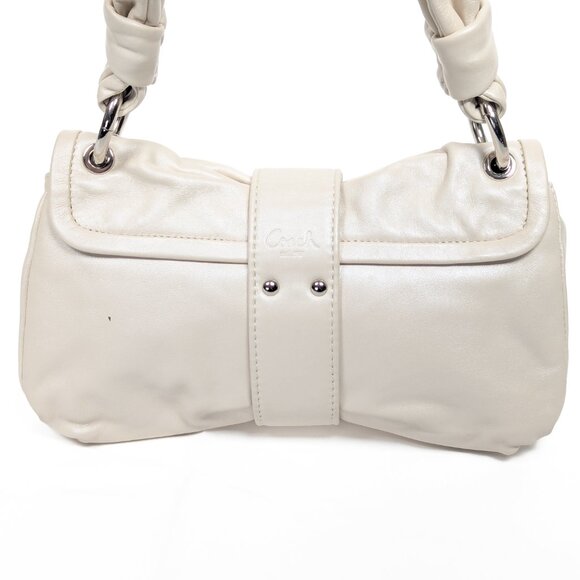 COACH Pleated Cream Leather Shoulder Bag - Picture 4 of 14